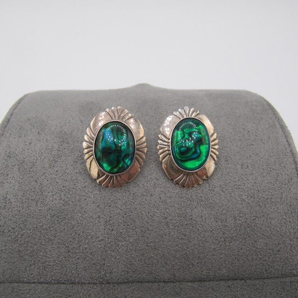 Navajo Nakai Sterling Silver 925 Art Glass Stud Earrings