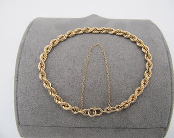 14K Yellow Gold 585 Twisted Rope Chain Bracelet