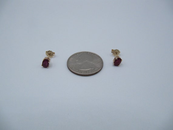 14K Yellow Gold 585 Oval Red Spinel Stud Earrings - image 10