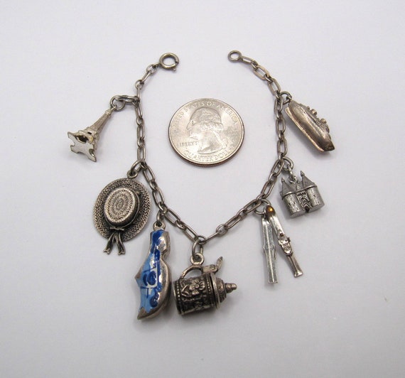 Antique European Silver charm bracelet - image 1