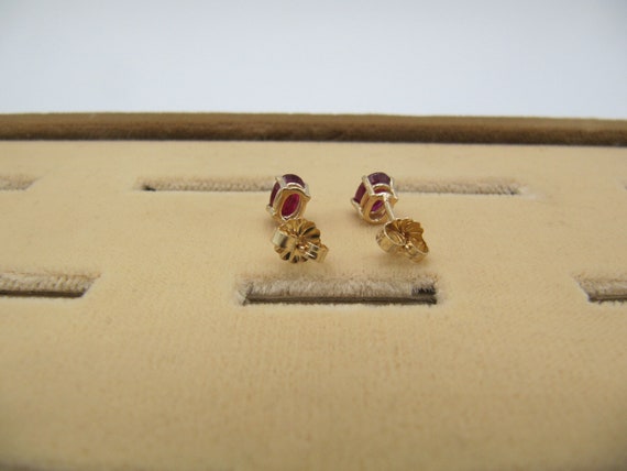 14K Yellow Gold 585 Oval Red Spinel Stud Earrings - image 4
