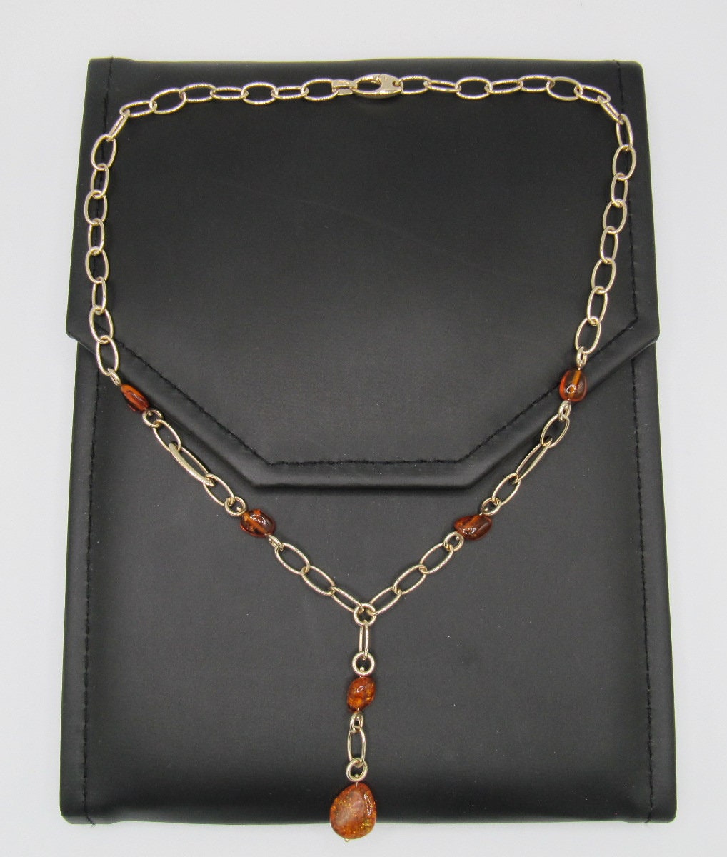 Milor Italy 14K Yellow Gold 585 Amber Drop Chain Necklace - Etsy