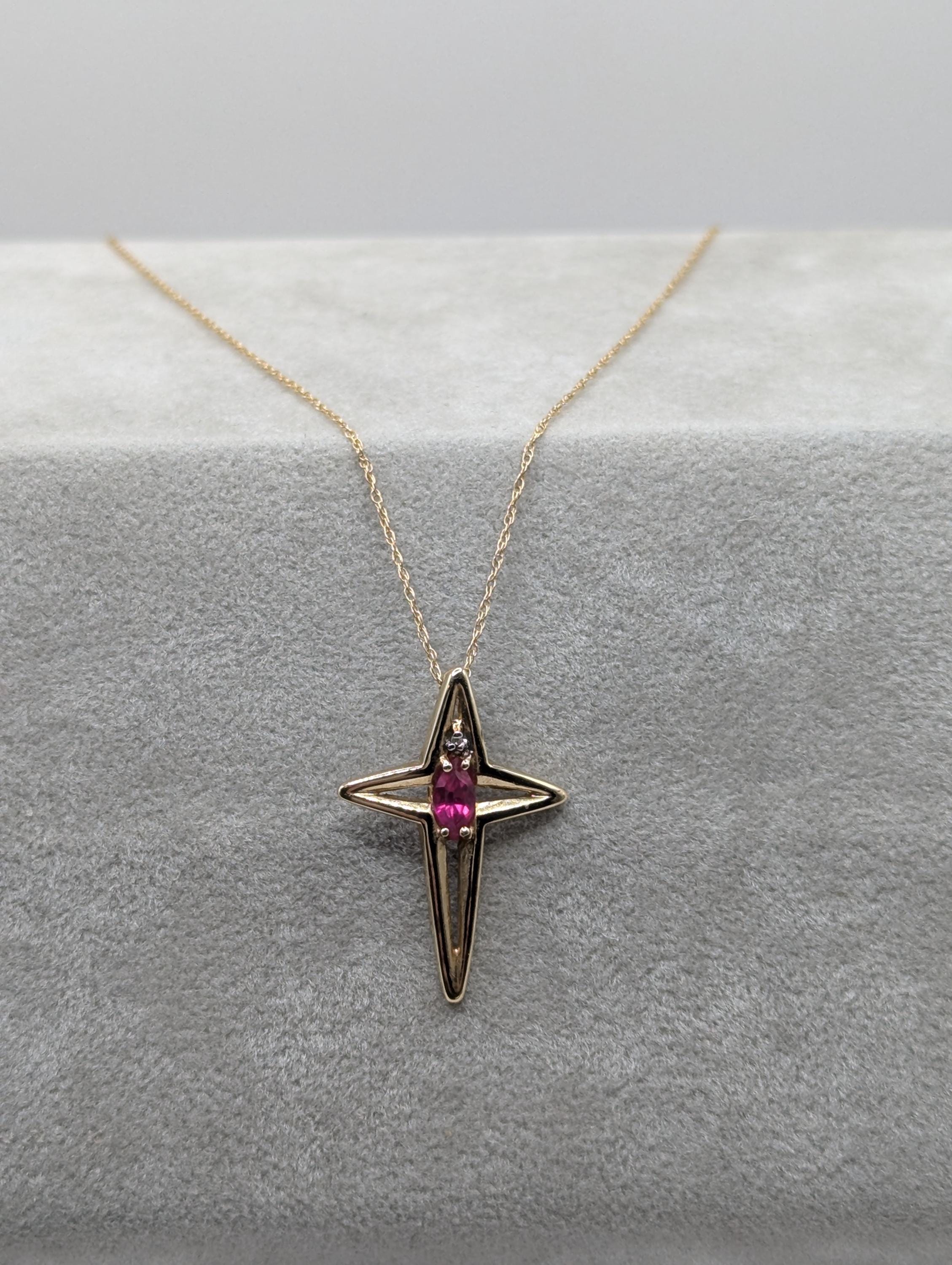 GTR 10k Yellow Gold 417 Synthetic Ruby Diamond Accent Cross