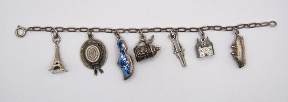 Antique European Silver charm bracelet - image 2