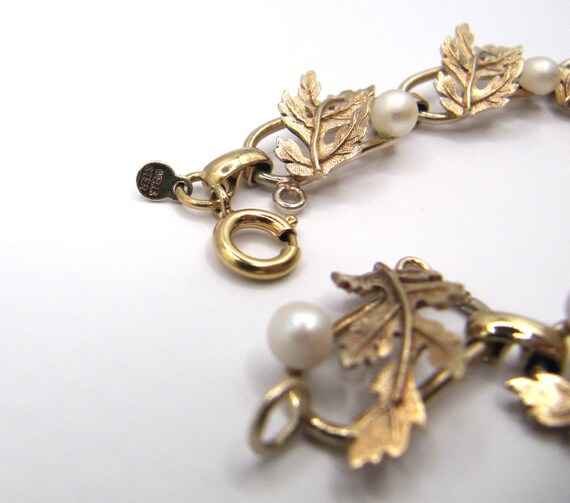 Vintage Wells Sterling Silver faux pearl bracelet - image 4