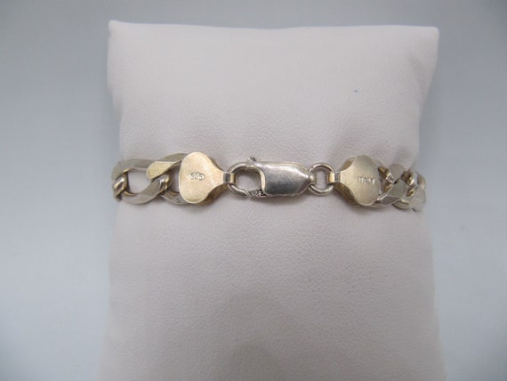 Italy Sterling Silver 925 Figaro Chain Bracelet - image 5
