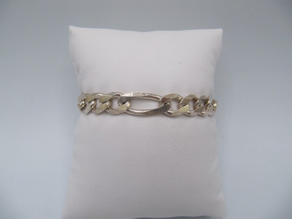 Italy Sterling Silver 925 Figaro Chain Bracelet - image 4