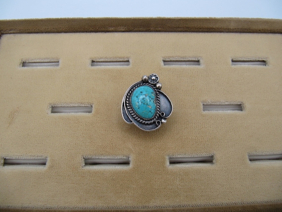 Native American Navajo Silver Turquoise Ring - image 3