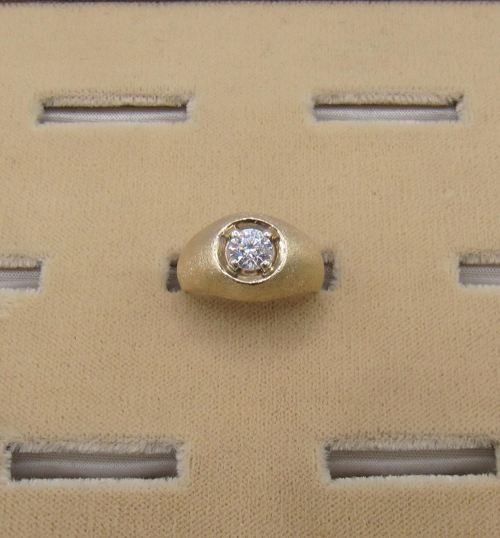 10K Yellow Gold 417 CZ Mate Finish Ring - Etsy