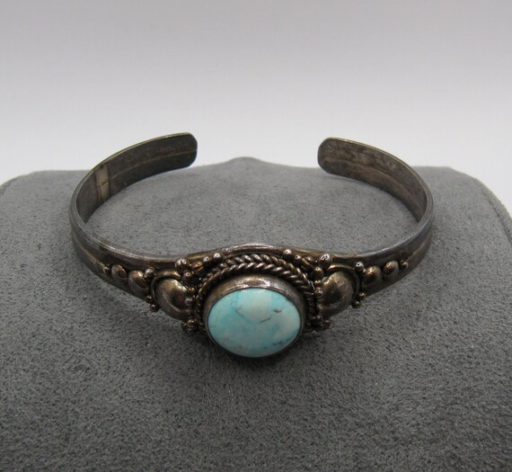 Vintage Sterling Silver Larimar cuff bracelet - image 7