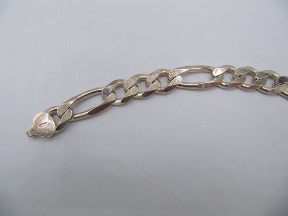 Italy Sterling Silver 925 Figaro Chain Bracelet - image 8