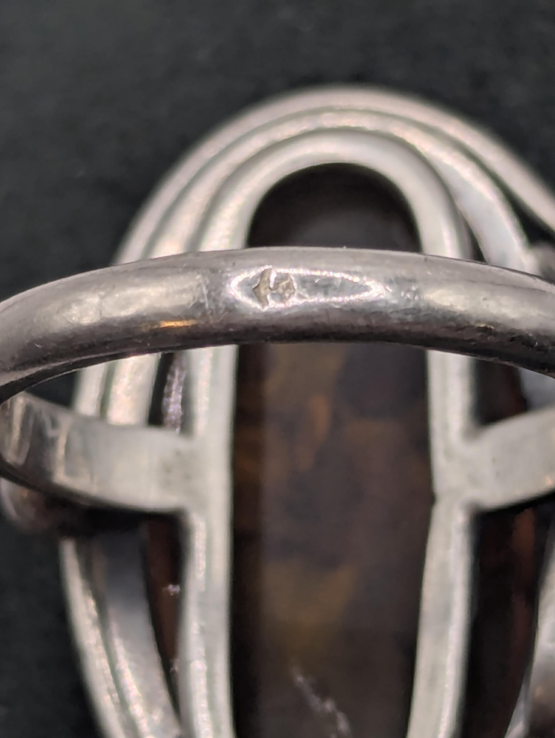 Bague Cocktail Artisanale En Argent Sterling Avec Ambre Baltique - Taille 8 - Retour Client Sans Boîte