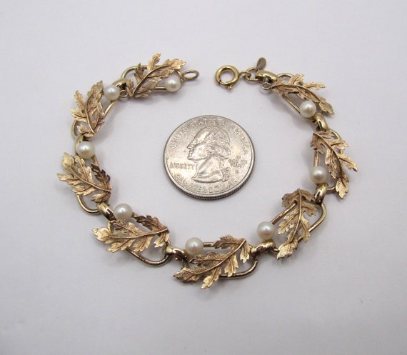 Vintage Wells Sterling Silver faux pearl bracelet - image 3