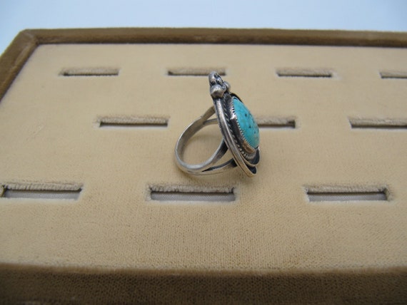 Native American Navajo Silver Turquoise Ring - image 5