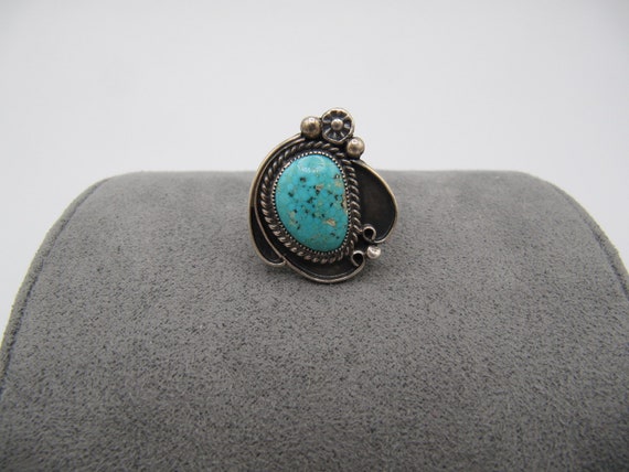 Native American Navajo Silver Turquoise Ring - image 7