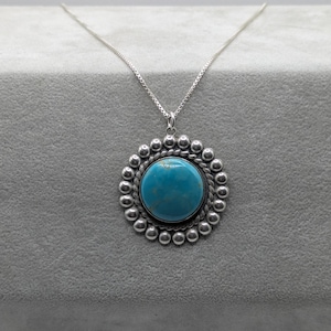 Southwest Sterling Silver 925 Turquoise Pendant Necklace