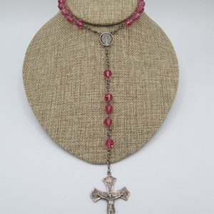 Vintage Sterling Silver 925 Red Crystal Beads Rosary Necklace