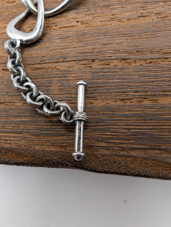 Silver Pave Diamond Link Chain Toggle Bracelet - image 10