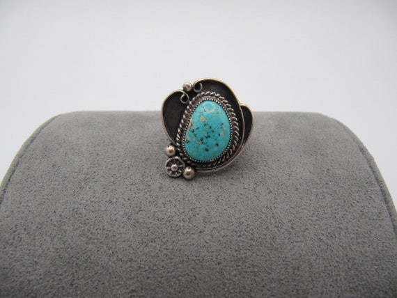 Native American Navajo Silver Turquoise Ring - image 8