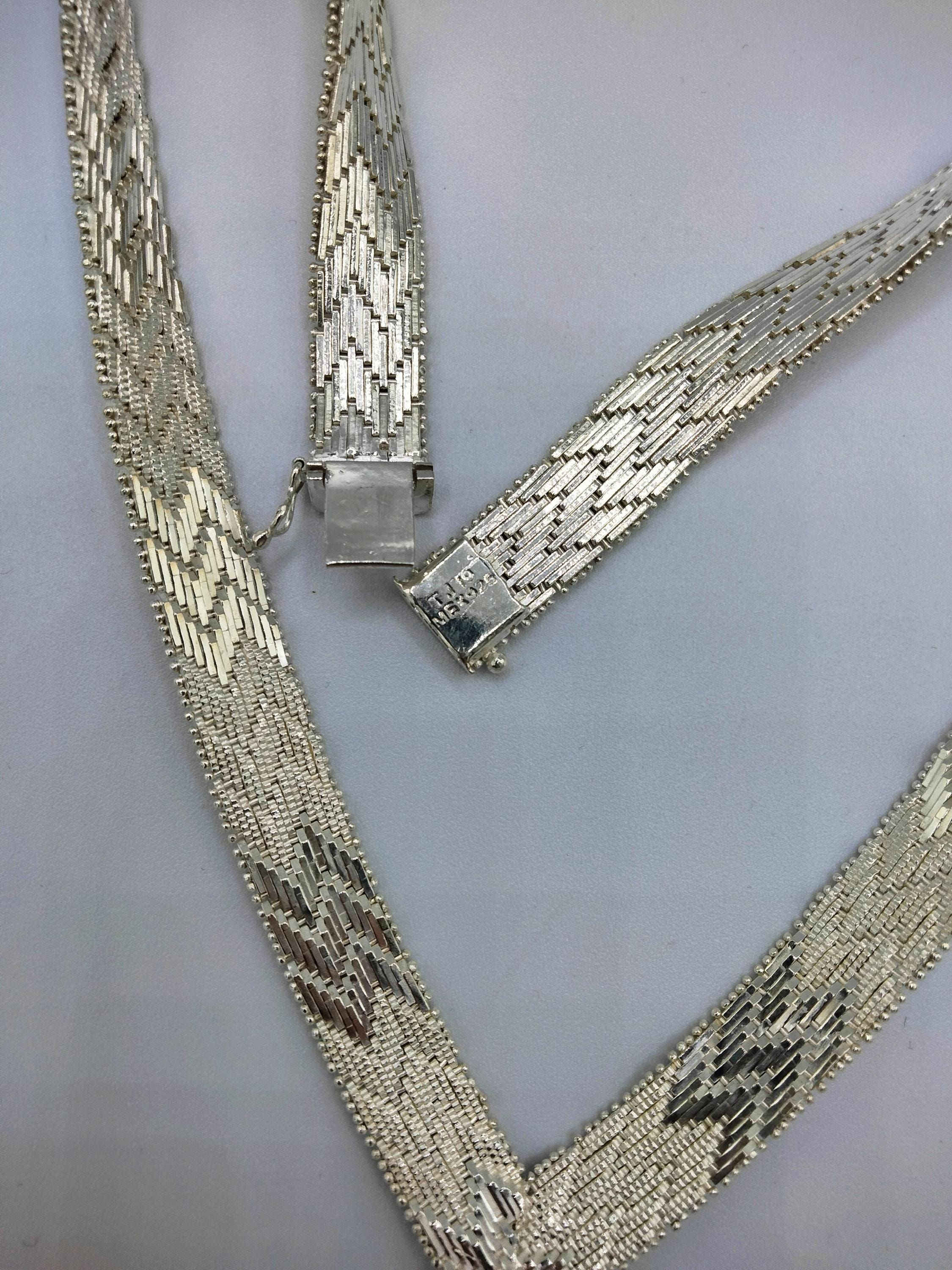 Buy Vintage Taxco Mexico Sterling Silver 925 Chevron Riccio Chain
