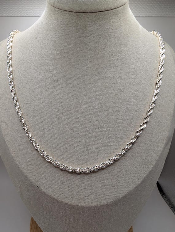 Sterling Silver 925 Twisted Rope Chain Necklace - Etsy