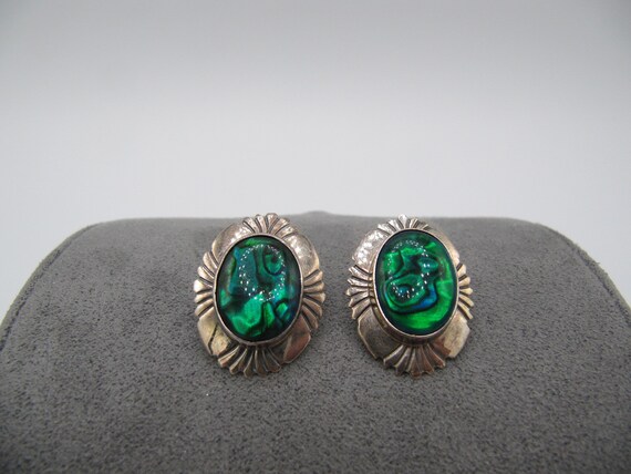 Navajo Nakai Sterling Silver 925 Art Glass Stud E… - image 3