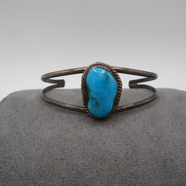 Vintage Native American Silver Turquoise Cuff Bracelet