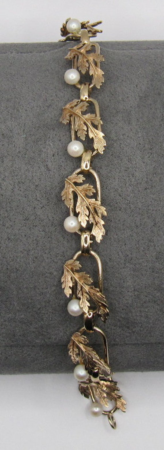 Vintage Wells Sterling Silver faux pearl bracelet - image 9