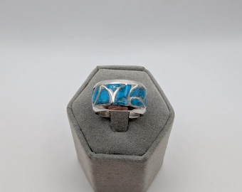 Bague vintage en argent sterling turquoise du sud-ouest - Taille 4