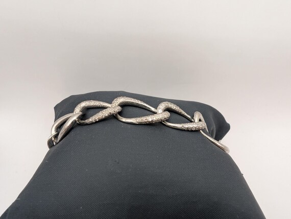 Silver Pave Diamond Link Chain Toggle Bracelet - image 13