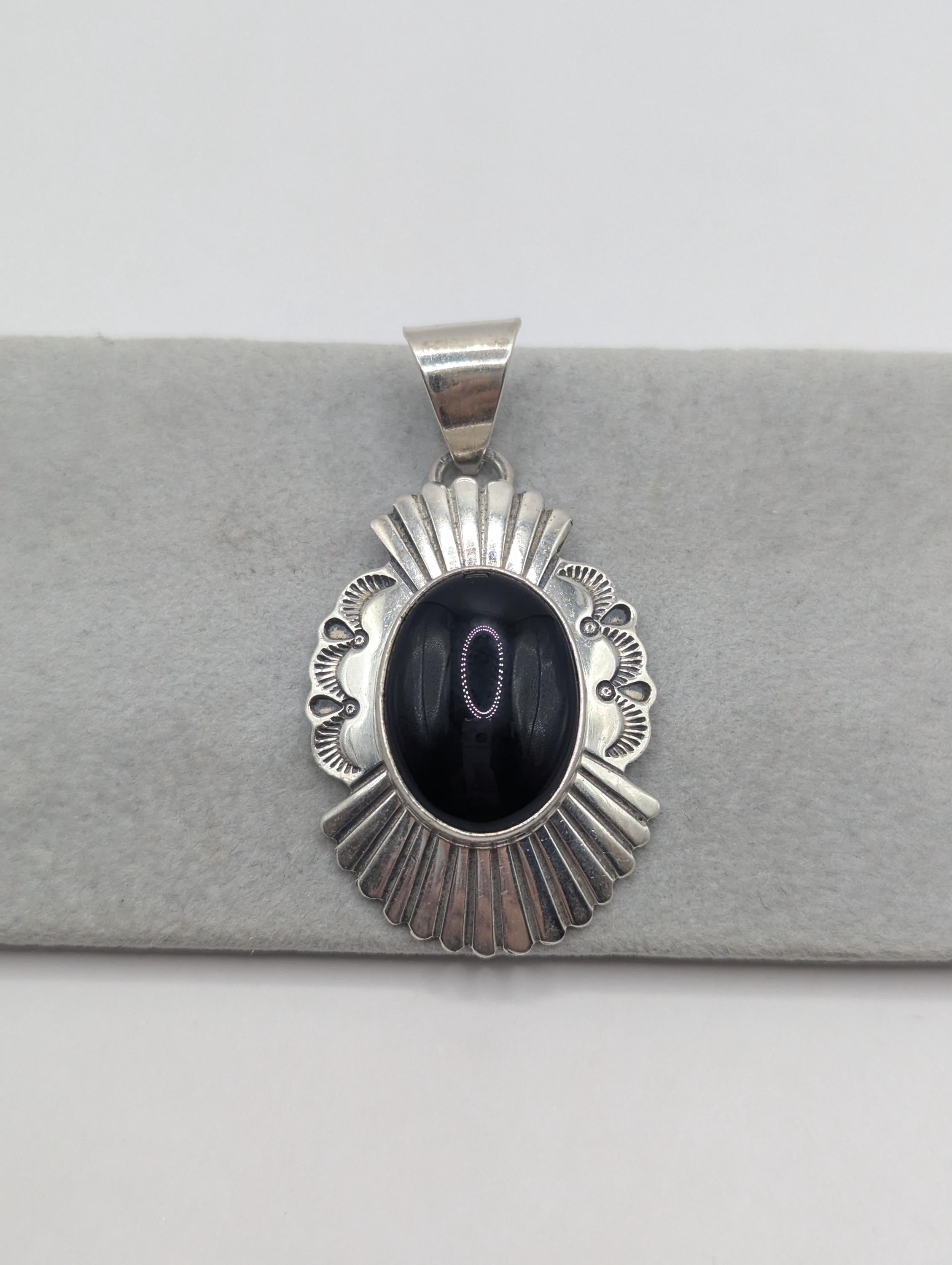 Leonard James Navajo Sterling Silver 925 Black Onyx Pendant - Etsy