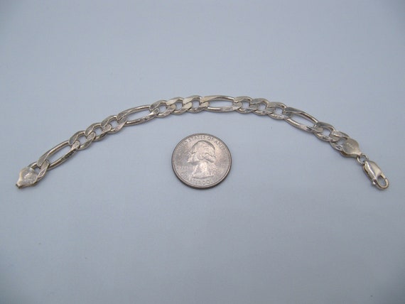 Italy Sterling Silver 925 Figaro Chain Bracelet - image 7