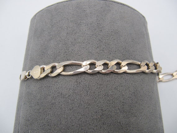 Italy Sterling Silver 925 Figaro Chain Bracelet - image 2