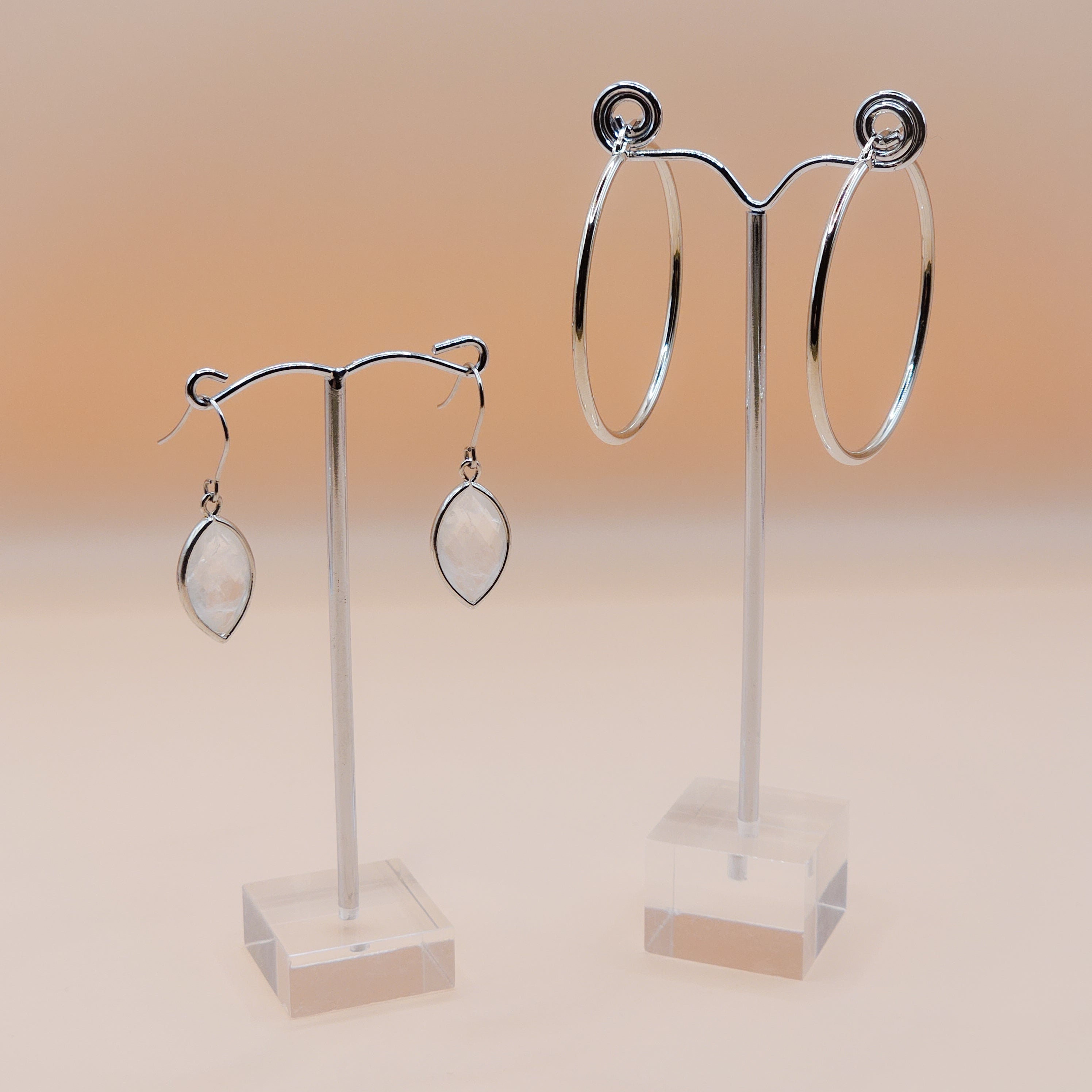 Bestwoohome Velvet Single Pair Earring Holder Display Jewelry Showcase Organizer  Stand Set Grey  Zen Merchandiser