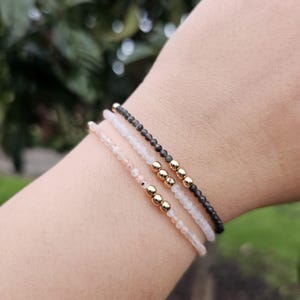 Dainty Gemstone Bracelet: "Magnetism" Range | Gold Plated Hematite Beads, Made-to-Order