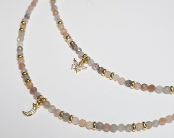 Colliers en pierre de lune | Pendentif papillon ou croissant