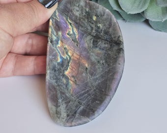 Plato de labradorita con puesta de sol súper llamativo