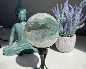 Eine seltene druzy grüne Amethyst Kugel 3146