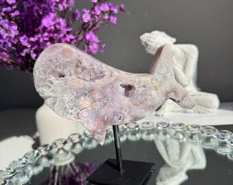 Rare Pink amethyst whale with amethyst 3198