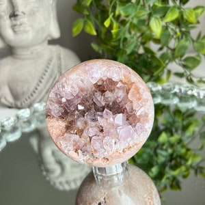 Druzy roze amethist bol - helende kristallen 2173