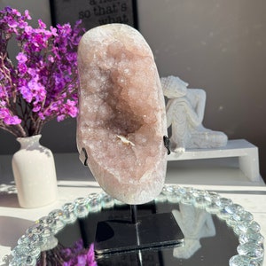 Pink rainbow Amethyst geode Healing crystals 2708