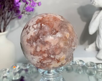 Druzy Pink Amethyst Sphere, Quartz Crystal Ball (87mm) 2937