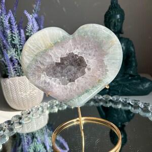 Cuore di ametista con fascia verde - Cristalli curativi 2511