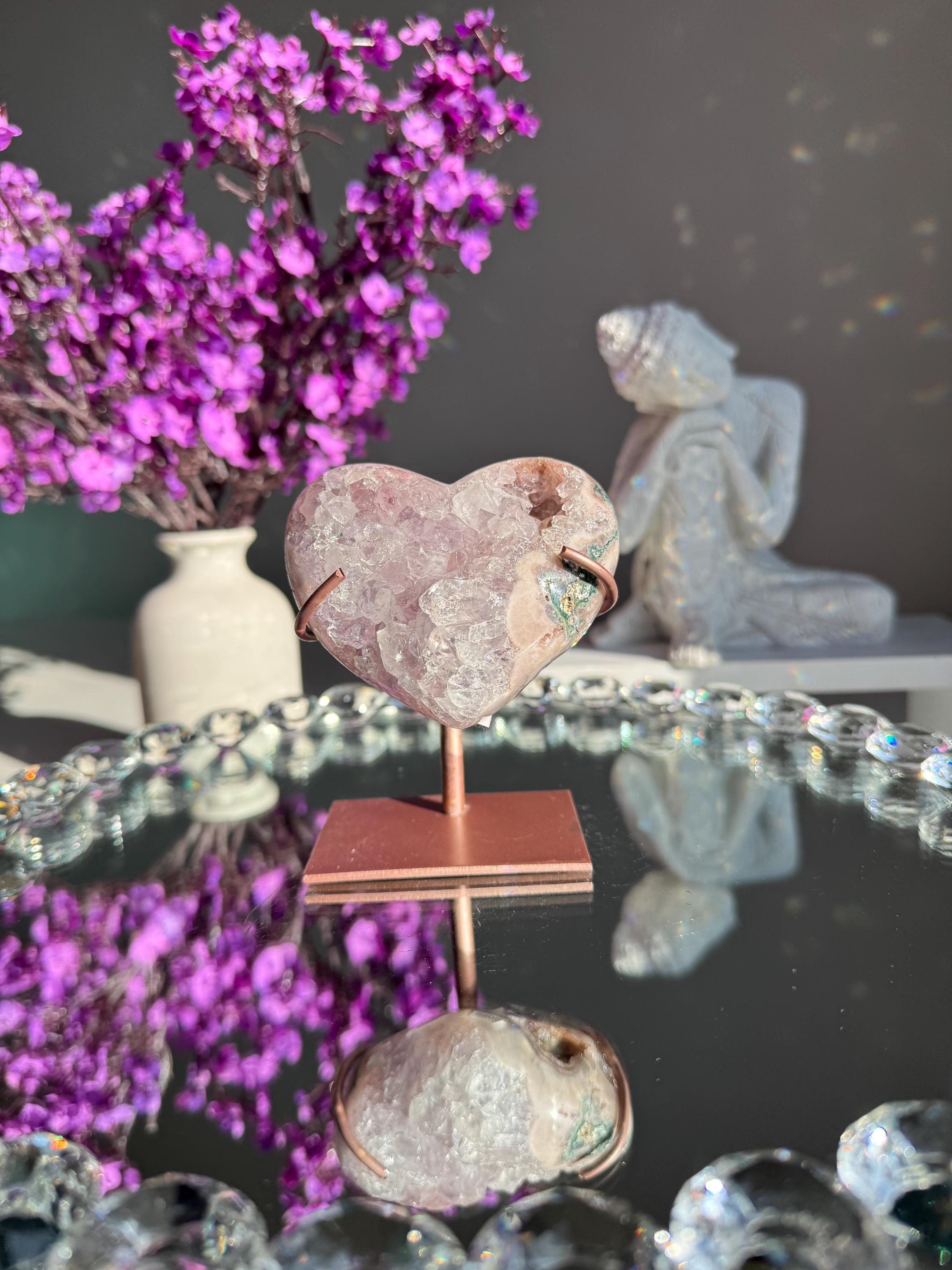 ピンクアメシスト druzy ハート Druzy Pink Amethyst Heart With Amethyst 3085 - Etsy