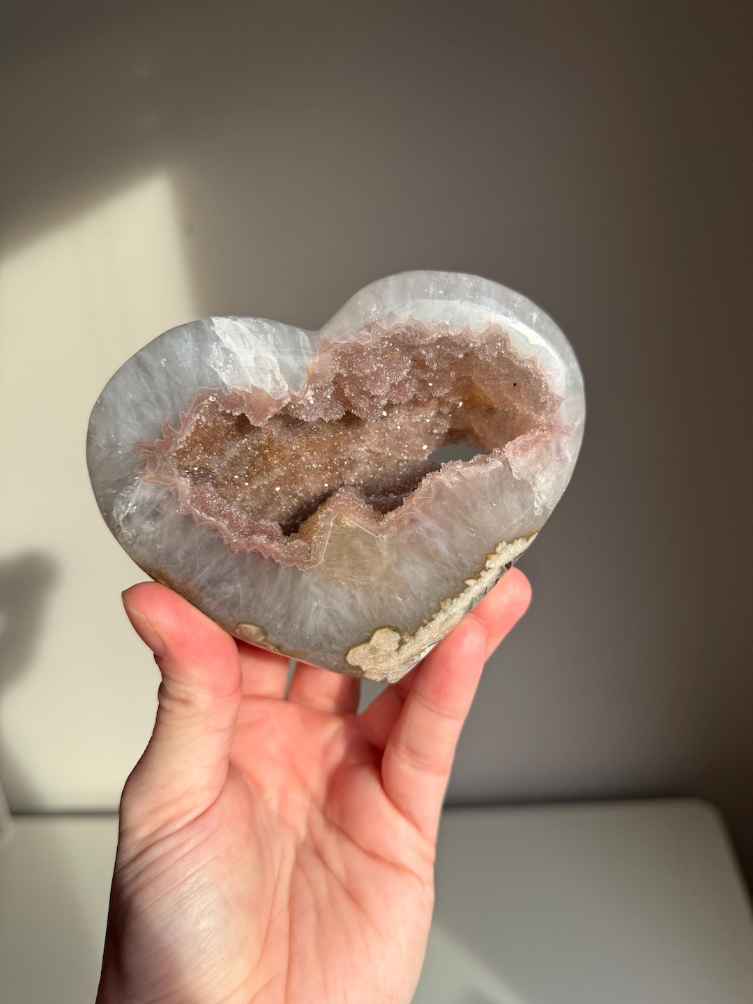 Pink Sugar Amethyst Heart Healing Crystals 3220 Etsy 