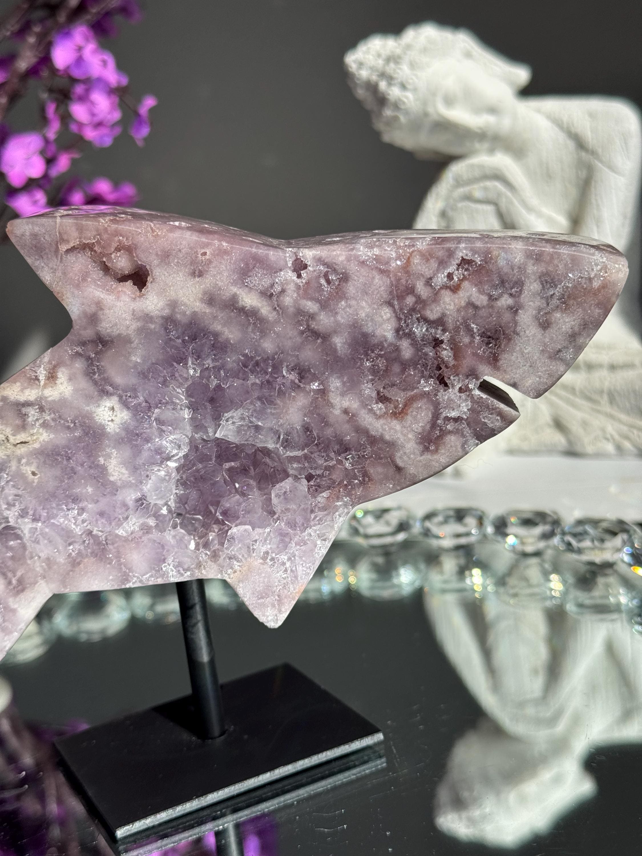Druzy Pink Amethyst Shark With Amethyst 3197 - Etsy