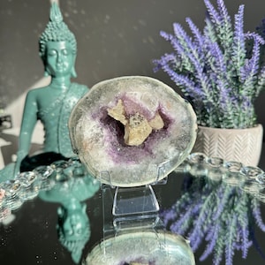 amethyst geode with jasper and calcite healing crystals 2034 amethyst cut base