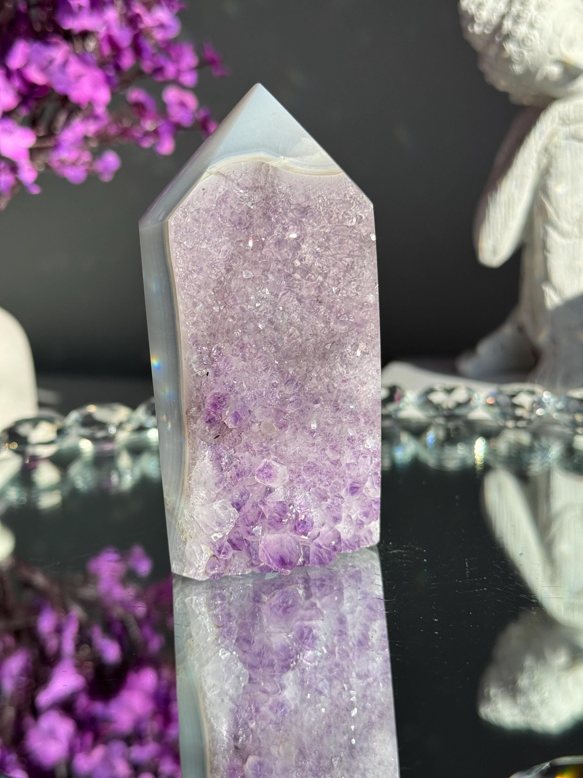 青い瑪瑙の縞模様のアメジストタワー 3094 - Etsy 日本