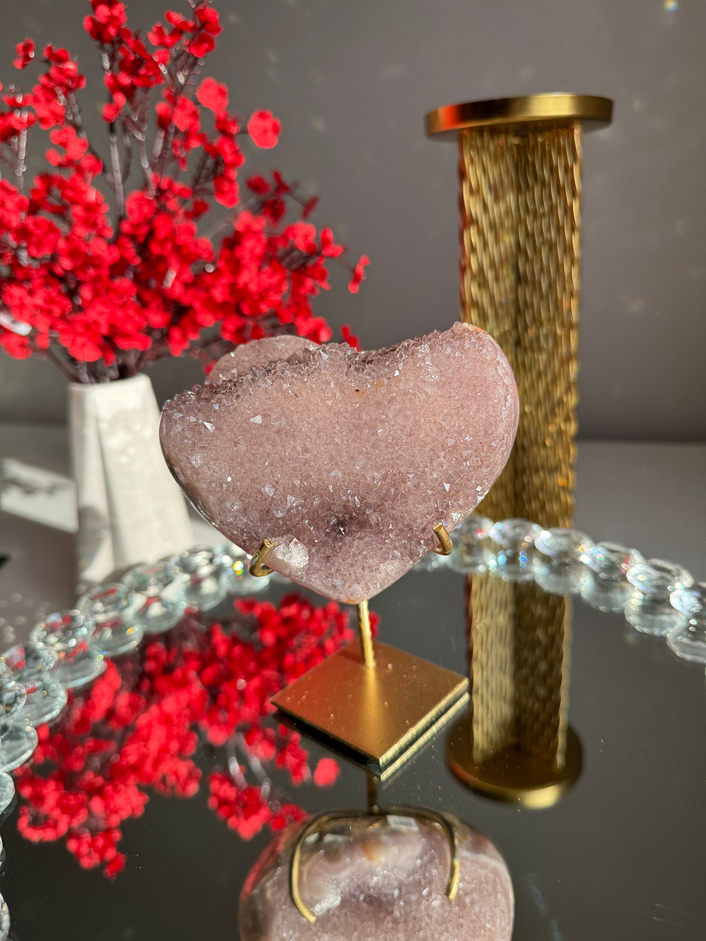 Druzy Pink Amethyst Heart Healing Crystals 2634 - Etsy