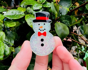 Snowman Fridge Magnet, Snowman Badge Reel, Christmas Magnet, Acrylic Magnet, Resin Magnet